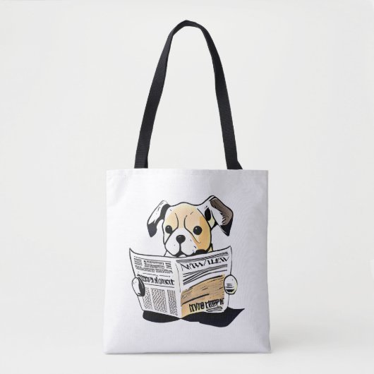 Pawsitive News Dog Reading Newspaper T - Shirt Tasche (Vorderseite)