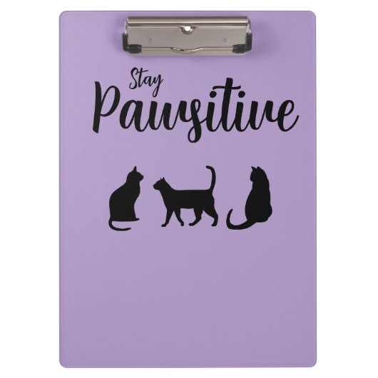 Pawsitive Schwarze Katze bleibe Klemmbrett (Vorderseite)