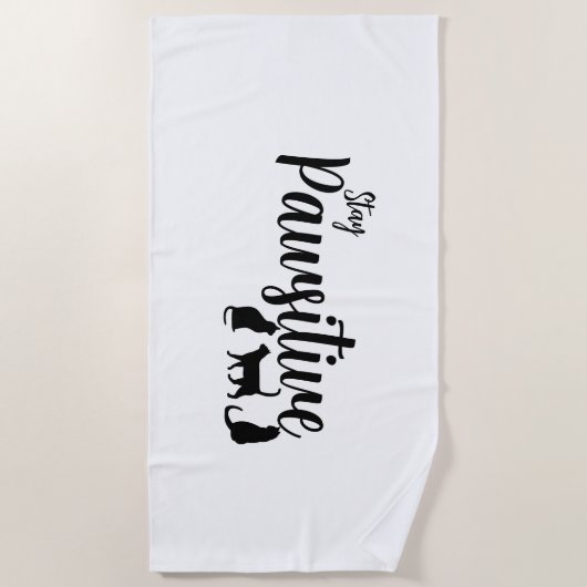 Pawsitive Schwarze Katze bleibe Strandtuch (Vorderseite)