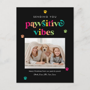 Pawsitive Vibes Editierbare Farbige Feiertags-Post Feiertagspostkarte