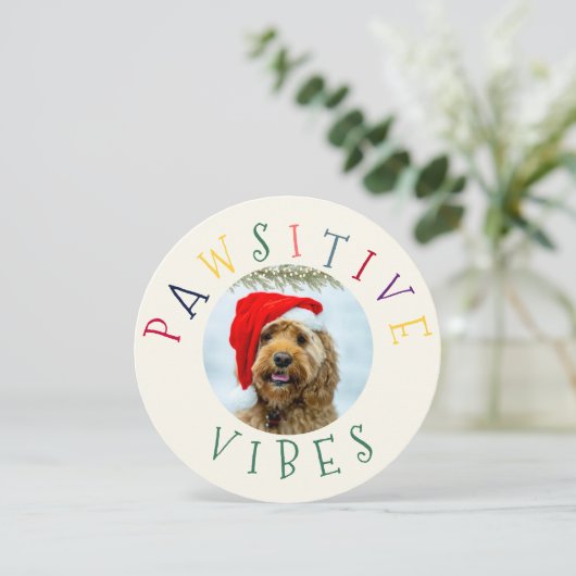 Pawsitive Vibes farbenfrohe Pet Circle Holiday Car Save The Date (Stehend Vorderseite)