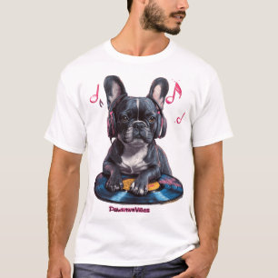 Pawsitive Vibes - French Bulldog Music T-Shirt