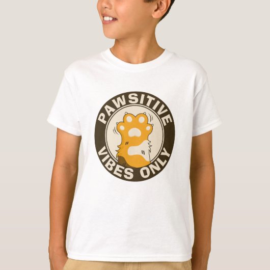 Pawsitive vibes only Cute Cat Paw Funny Pun T-Shirt (Vorderseite)