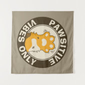 Pawsitive vibes only Cute Cat Paw Funny Pun Wandteppich (Vorderseite (Horizontal))