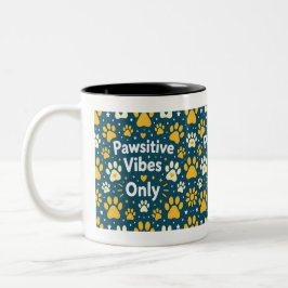 Pawsitive Vibes Only Dog Paw Print Coffee Mug  Zweifarbige Tasse