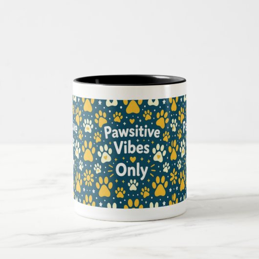 Pawsitive Vibes Only Dog Paw Print Coffee Mug Zweifarbige Tasse (Mittel)