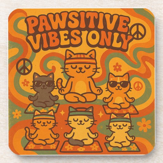 Pawsitive Vibes Only Getränkeuntersetzer (Vorderseite)