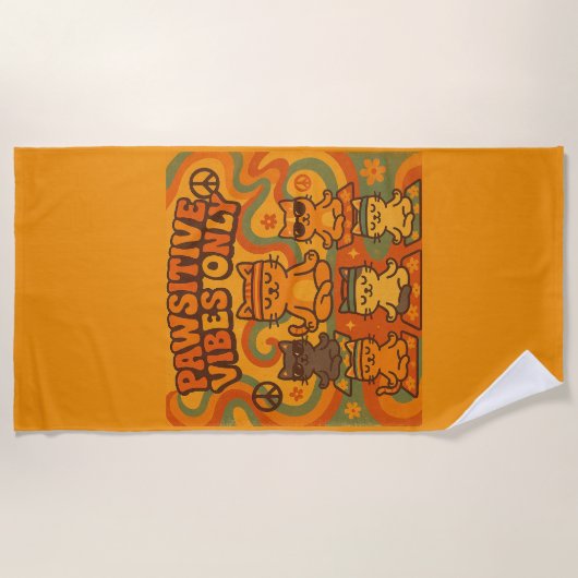 Pawsitive Vibes Only Strandtuch (Vorderseite)