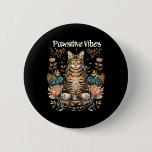 Pawsitive Vibes Only Yoga-Posen Kitten Bengal Katz Button