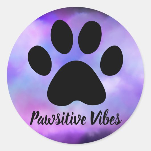 Pawsitive Vibes Wasserfarbaufkleber Runder Aufkleber (Vorderseite)