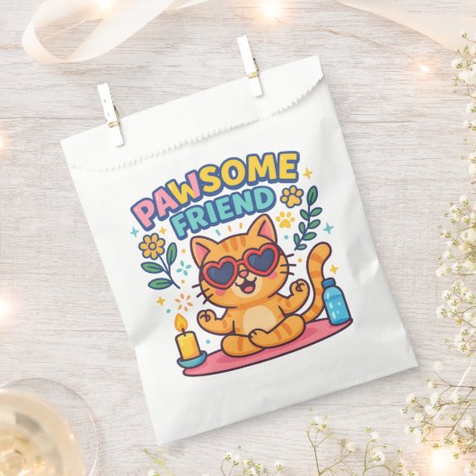 Pawsitive Vibes with Pawsome friend Cute Cat Lover Geschenktütchen (Ausgeschnitten)
