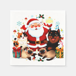 Pawsitively Jolly: Santa’s Merry Menagerie Serviette