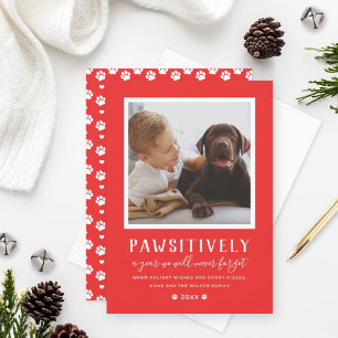 Pawsitively Unforgettable Year Red Puppy Dog Feiertagskarte