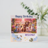 "Pawsome Birthday Celebration" Einladung (Stehend Vorderseite)