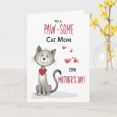 Pawsome Cat Pet Mama Whimsical Mütter Day Karte (Gelbe Blume)