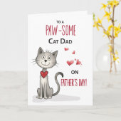 Pawsome Cat Pet Vater Funny Whimsical Vathage Day Karte (Gelbe Blume)