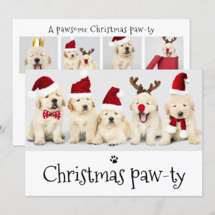 Pawsome Dog Pawty Christmas 5 Foto Card Einladung