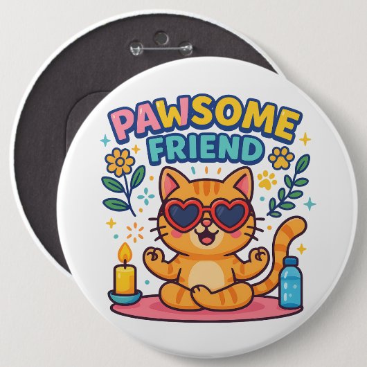 Pawsome Friend Because Every Cat Deserves Love Button (Vorne & Hinten)