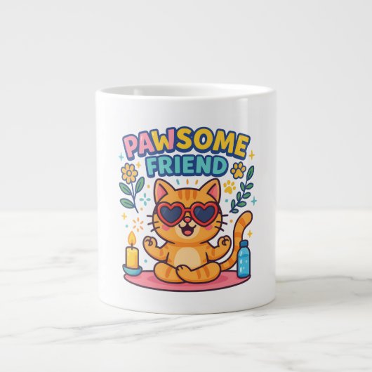 Pawsome Friend Because Every Cat Deserves Love  Jumbo-Tasse (Vorderseite)