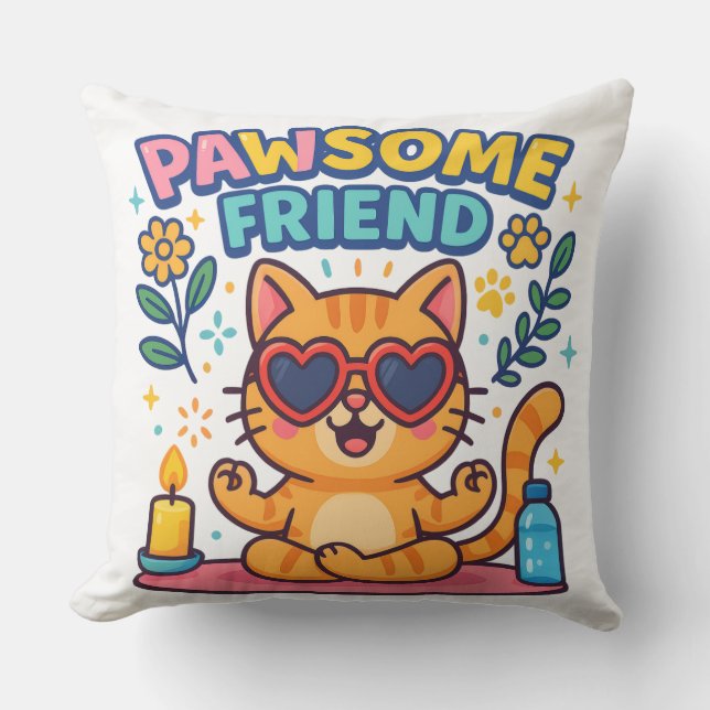 Pawsome Friend Because Every Cat Deserves Love Kissen (Vorderseite)