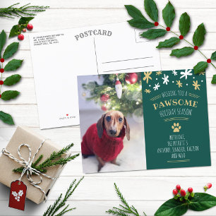Pawsome Holiday Season Pet Holiday Foto Ankündigungspostkarte