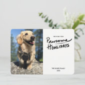 Pawsome Howlidays | Hunde Foto Ferienkarte Feiertagskarte (Stehend Vorderseite)