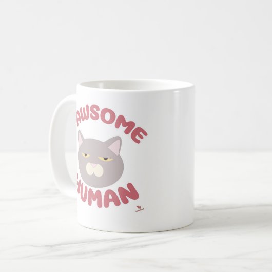 Pawsome Human Cool Cat Cartoon Style Kaffeetasse (Vorderseite Links)