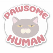 Pawsome Human Funny Cat Head Cartoon Design Aufkleber (Vorderseite)