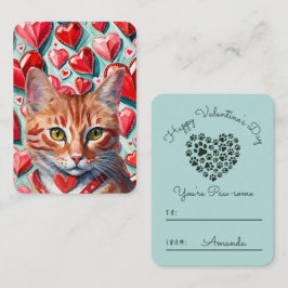 'Pawsome' Orange Tabby Cat Classroom Valentine Mitteilungskarte