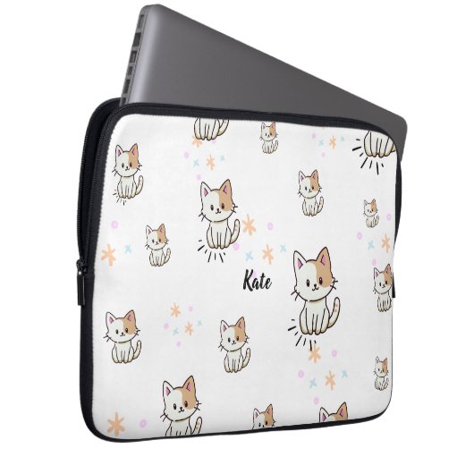Pawsome Personalisiert Kitty Pattern Gadget Case! Laptopschutzhülle (Vorne Rechts)