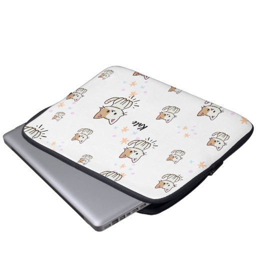 Pawsome Personalisiert Kitty Pattern Gadget Case! Laptopschutzhülle (Vorne Knopf)
