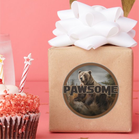 Pawsome Runder Aufkleber (Party)
