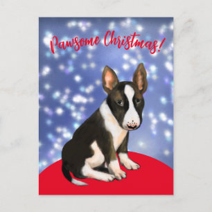 Pawsome Weihnachten mit einem Bullterer Welpe! Postkarte