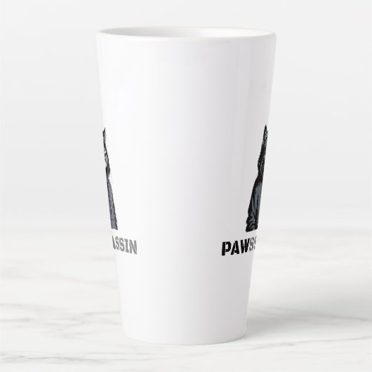 PAWSSASSIN Latte Mug – Hood Cat Energy Milchtasse (Vorderseite)
