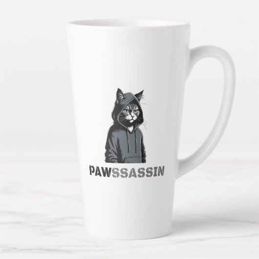 PAWSSASSIN Latte Mug – Hood Cat Energy Milchtasse (Rechts)