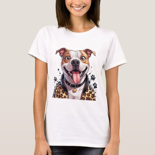 Pawsy the Pitty: Stilvoll & Lächeln T-Shirt (Vorderseite)