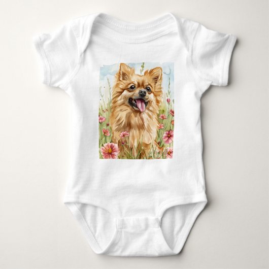 Pawtected by Pomeranian Baby Bodysuit Baby Strampler (Vorderseite)