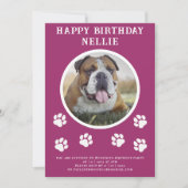 Pawties Hund Foto und Text rosa Party Einladung (Vorderseite)