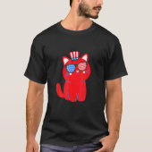 Pawtriotische Katze 4 h Juli mit Onkel Sam Hat U T-Shirt (Vorderseite)