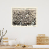 Pawtucket, RI Panorama Karte - 1877 Poster (Küche)