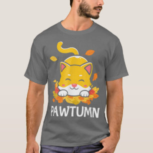 Pawtumn Katze Puppe Herbst Herbstlaube Süße Tier H T-Shirt