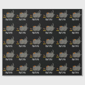 Pawtumn niedlich Autumn Kitty Cat Pun Dark BG Geschenkpapier (Flach)