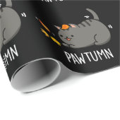 Pawtumn niedlich Autumn Kitty Cat Pun Dark BG Geschenkpapier (Rolleneckpunkt)
