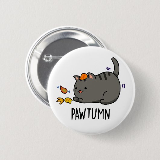 Pawtumn niedlich Herbst Kitty Cat Pub Button (Vorne & Hinten)