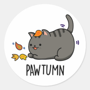 Pawtumn niedlich Herbst Kitty Cat Pub Runder Aufkleber