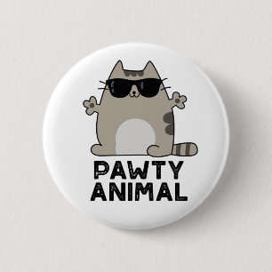 Pawty Animal Funny Party Cat Puff Button