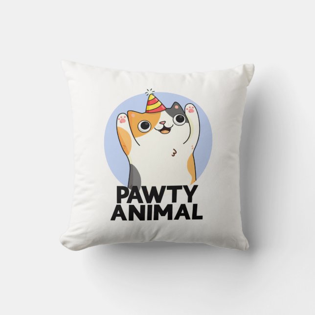Pawty Animal Funny Party Cat Puff Kissen (Vorderseite)