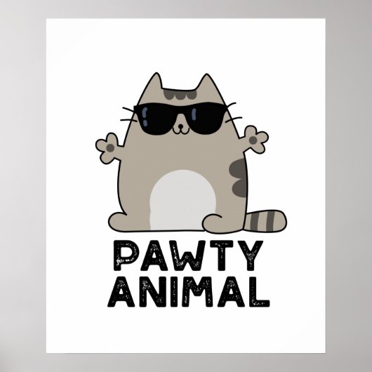 Pawty Animal Funny Party Cat Puff Poster (Vorne)