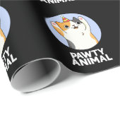 Pawty Animal Funny Party Cat Pun Dark BG Geschenkpapier (Rolleneckpunkt)