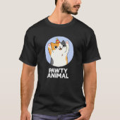 Pawty Animal Funny Party Cat Pun Dark BG T-Shirt (Vorderseite)